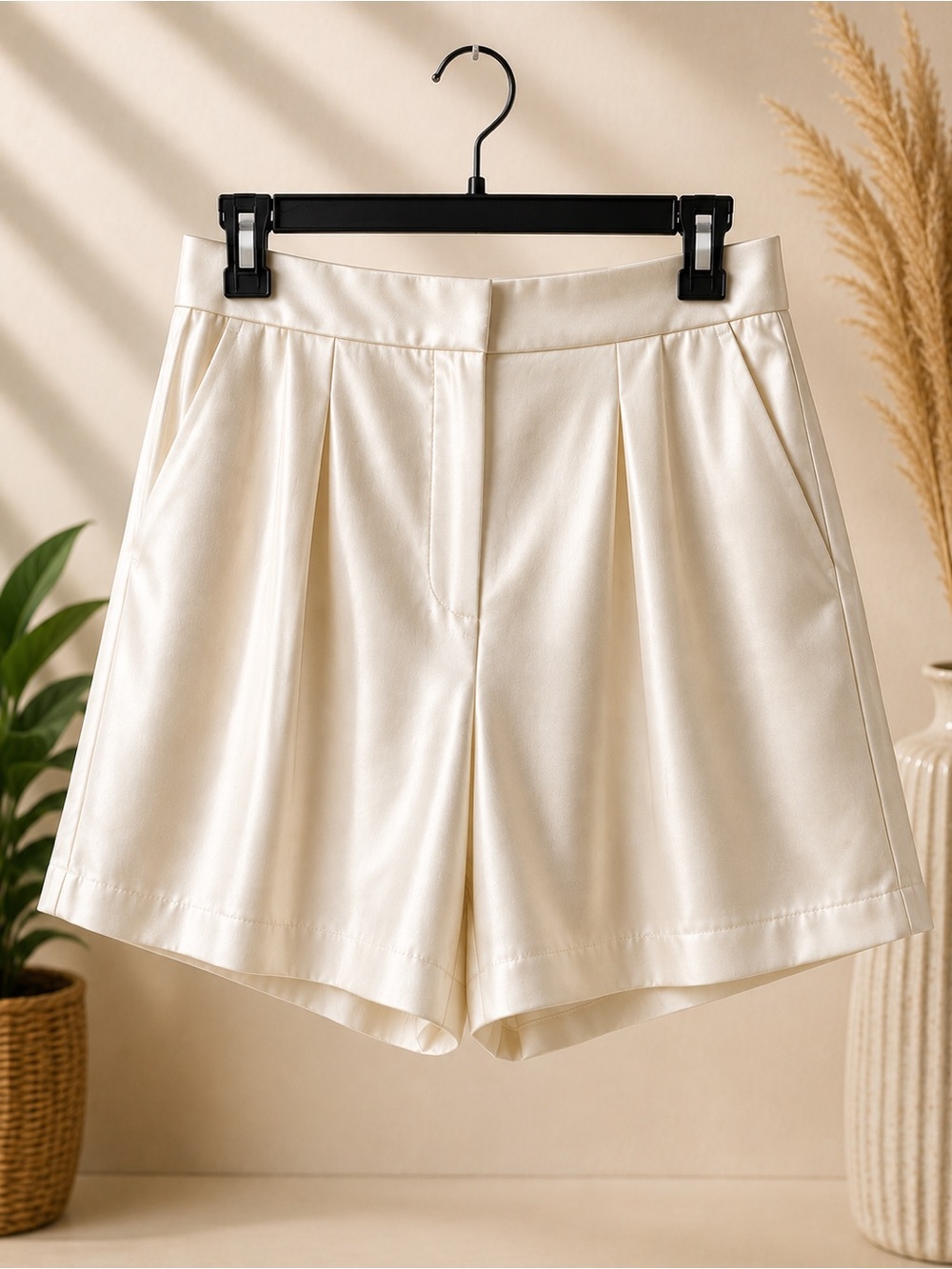 Abercrombie & Fitch Cream High-Waist Shorts